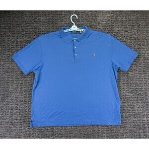Polo Ralph Lauren Shirt Mens 2XB Blue 100% Cotton Jersey Polo Preppy Casual Golf